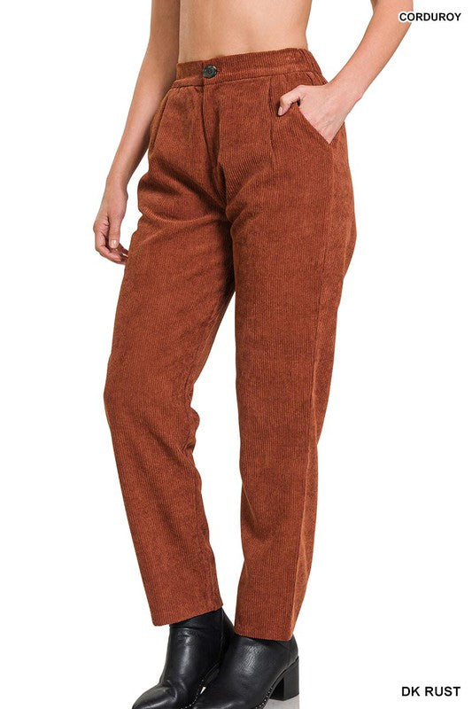 High Rise Corduroy Pants with Pockets