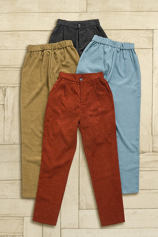 High Rise Corduroy Pants with Pockets