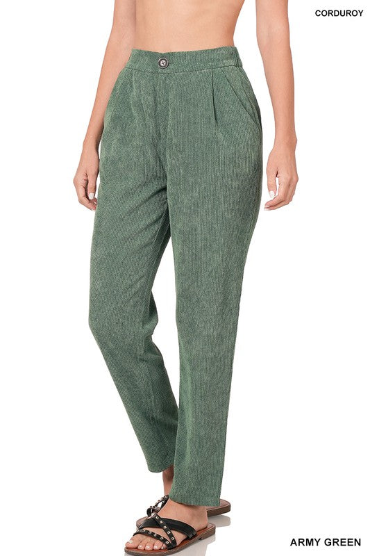 High Rise Corduroy Pants with Pockets