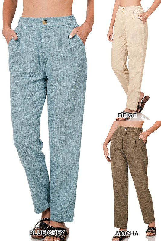 High Rise Corduroy Pants with Pockets