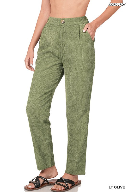 High Rise Corduroy Pants with Pockets