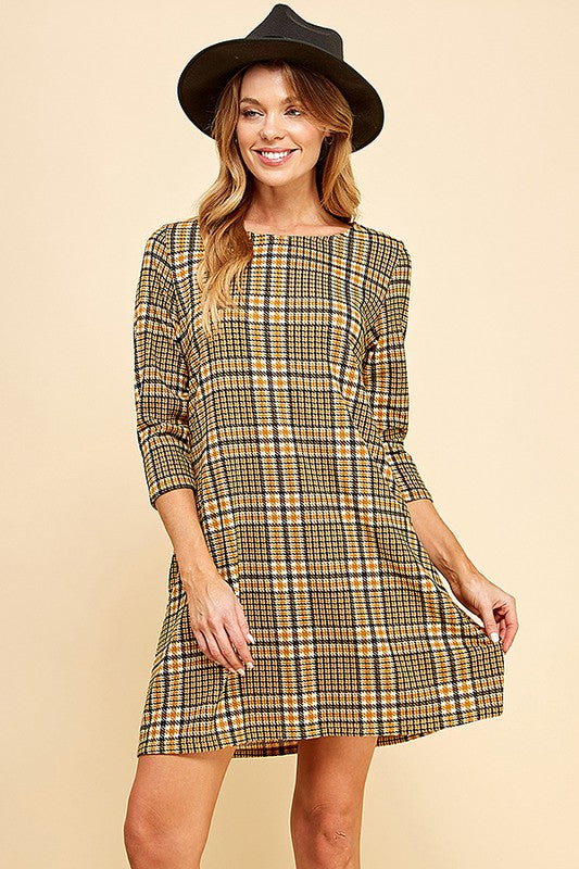 Women Classic and Femme Plaid Printed Mini Dress