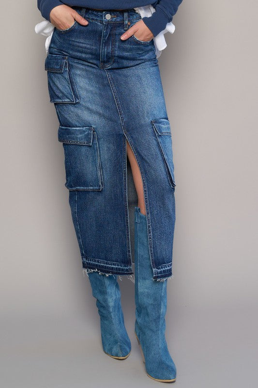 Cargo Pocket Long Skirt