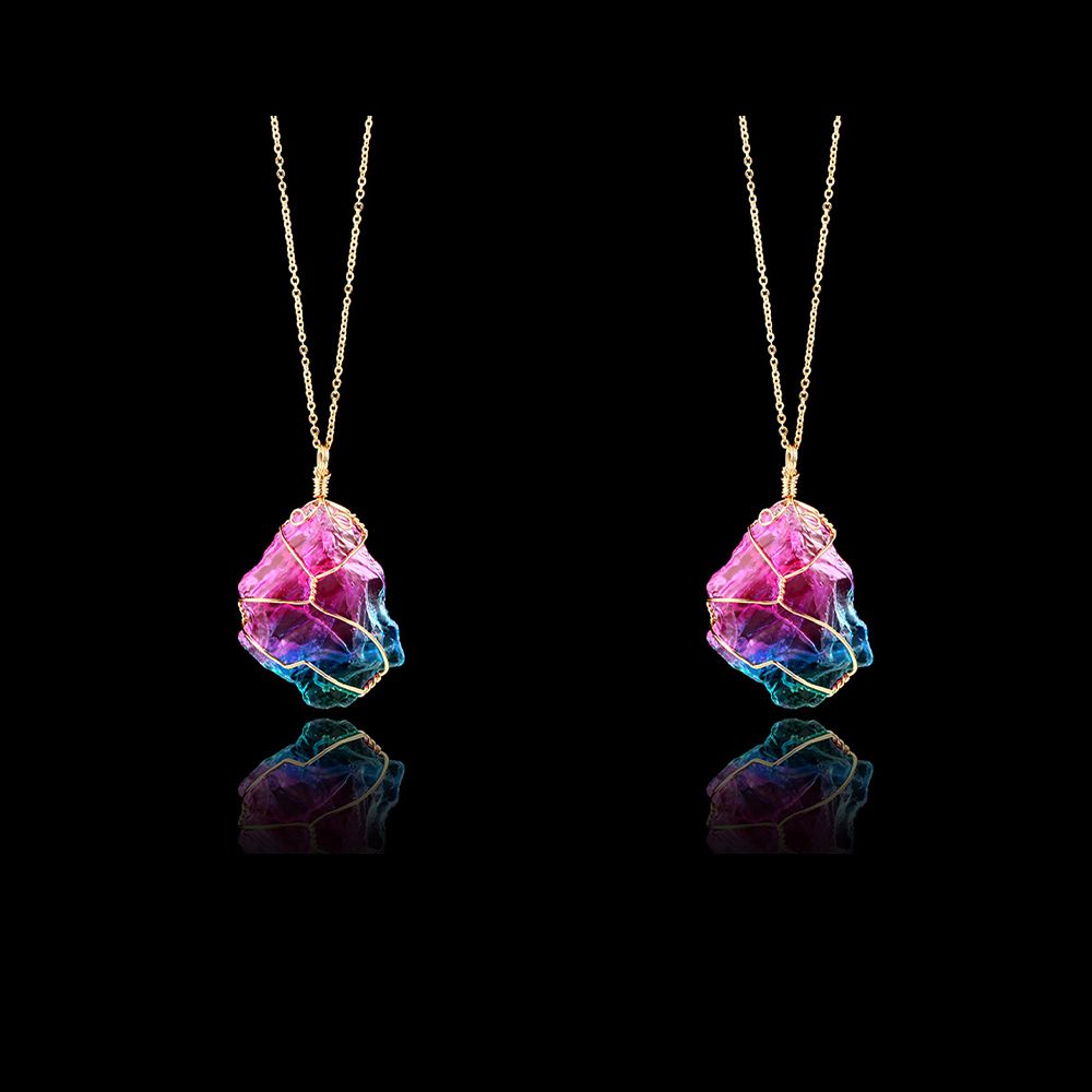 Colorful Natural Stone Winding Chain Necklace