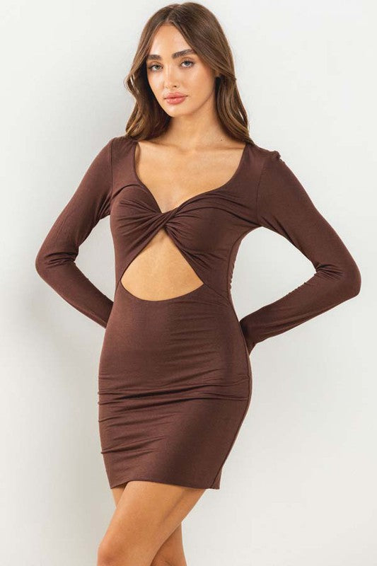 Women's Cutout Long Sleeve Mini Dress