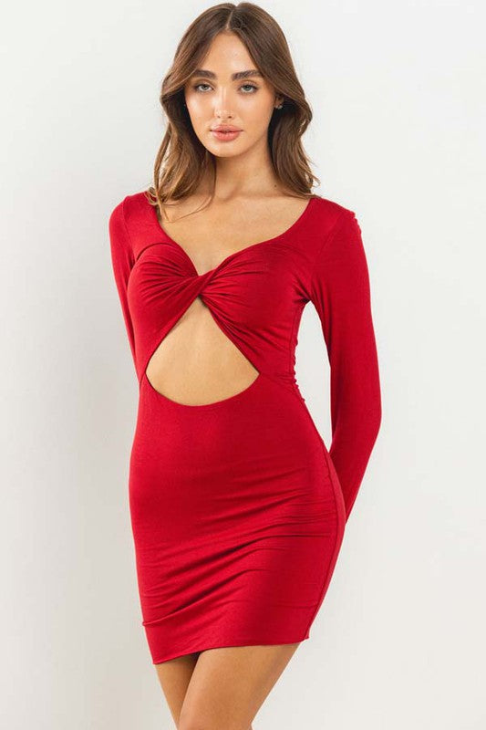 Women's Cutout Long Sleeve Mini Dress