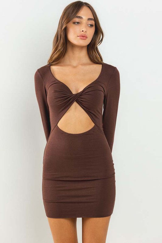 Women's Cutout Long Sleeve Mini Dress