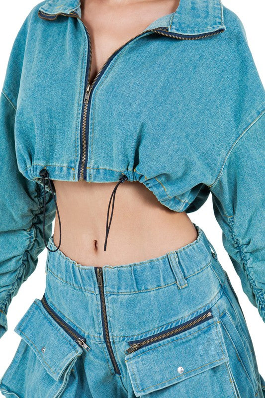 Denim Two Piece Pant Set