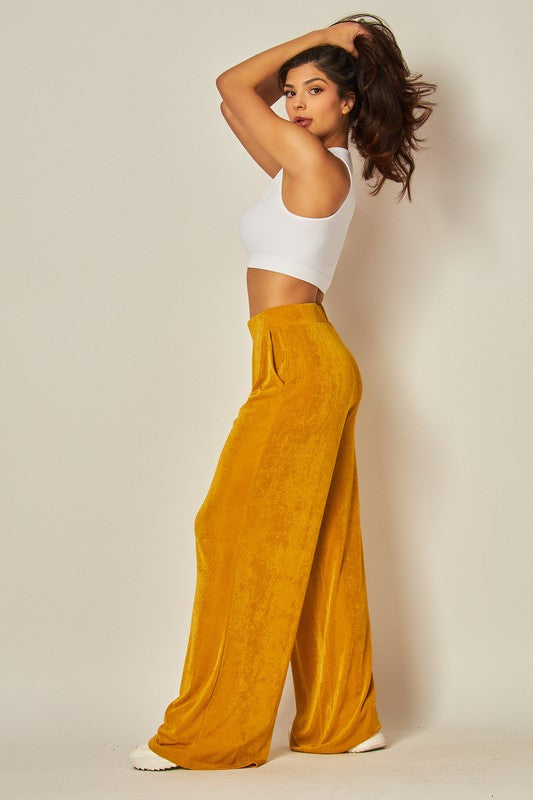 High-waist Acetate Slinky Wide-leg Pants