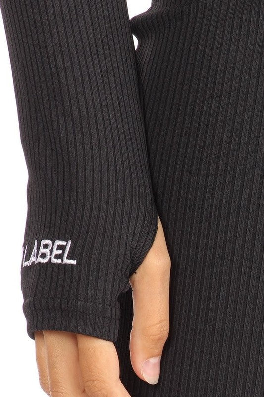 High Collared Cuff Embroidered Zipper Dress