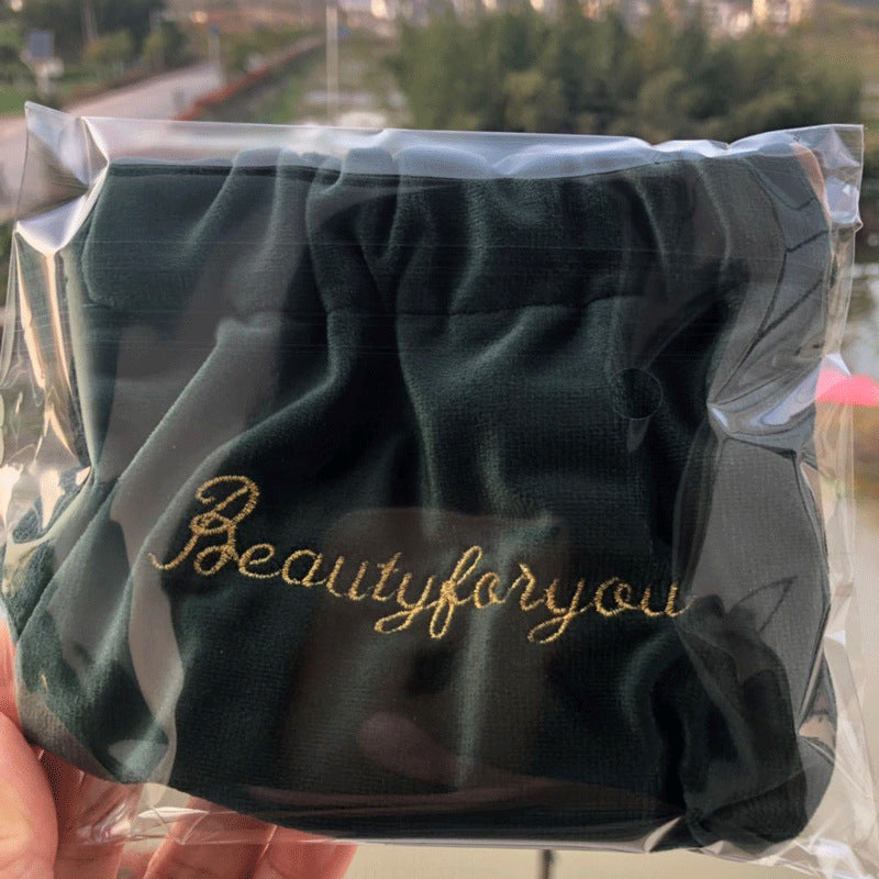 Alphabet-embroidered Velvet Shrapnel Coin Purse