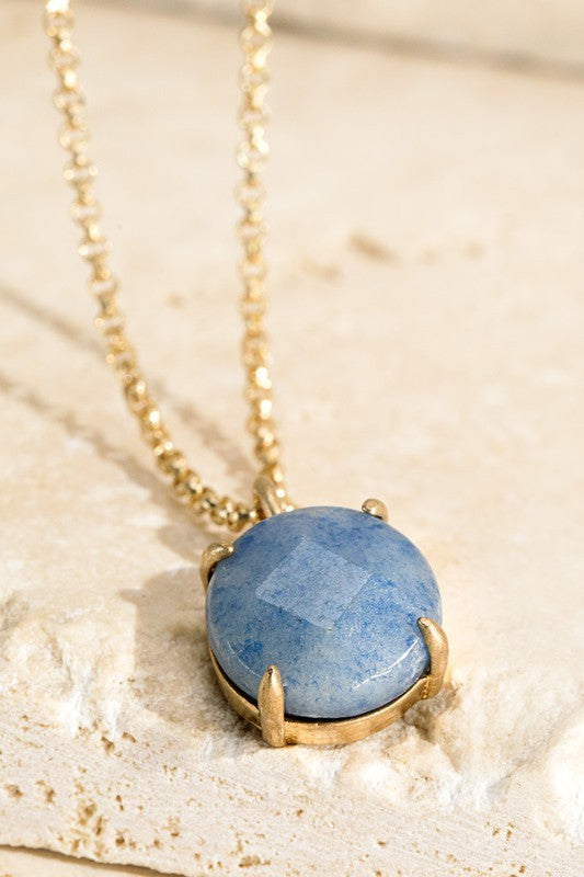 Natural Stone Charm Necklace