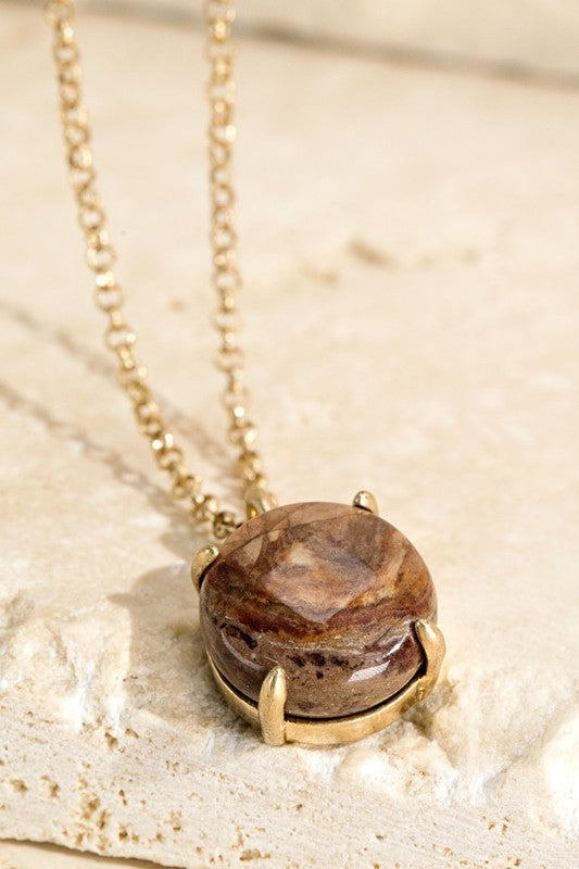 Natural Stone Charm Necklace
