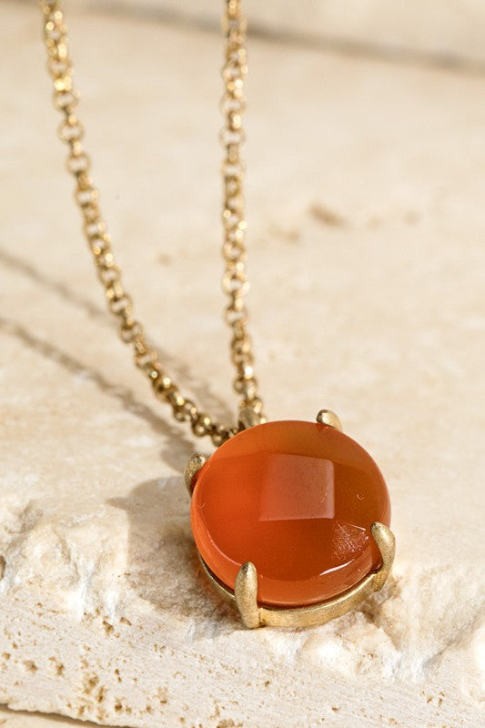 Natural Stone Charm Necklace