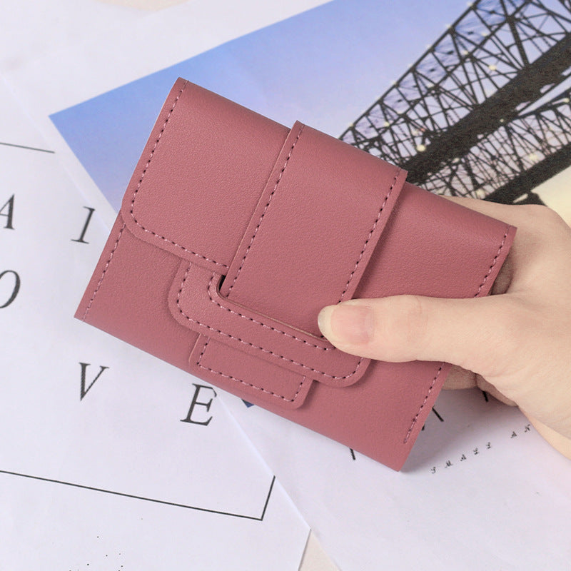Pure Color Drawstring Tri-fold Ladies Purse Women's Coin Purse Clutch