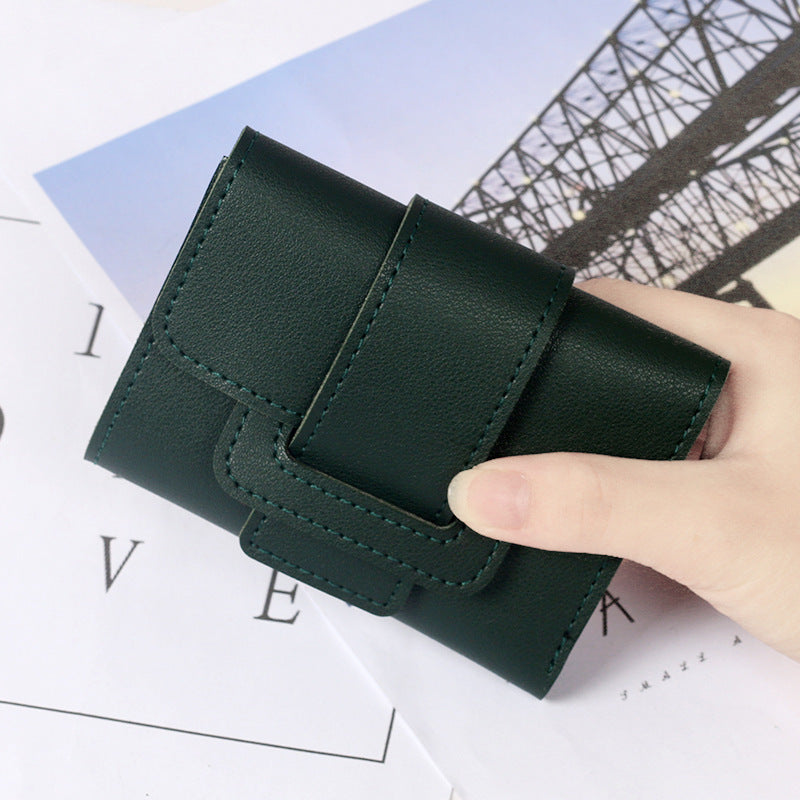 Pure Color Drawstring Tri-fold Ladies Purse Women's Coin Purse Clutch