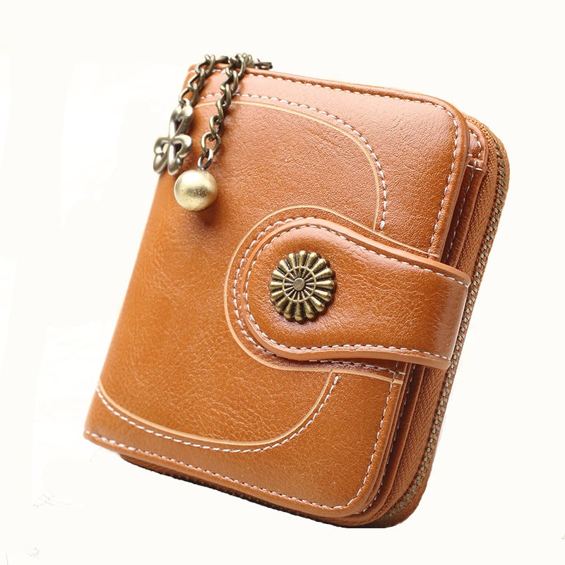 Women's New Coin Purse Cross Border Source Oil Leather Clutch Retro Oil Wax Leather Coin Bag Card Holder Card Holder H828