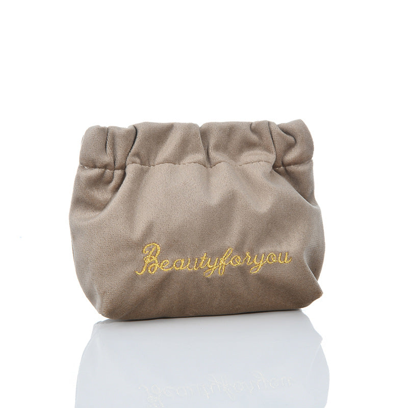 Alphabet-embroidered Velvet Shrapnel Coin Purse
