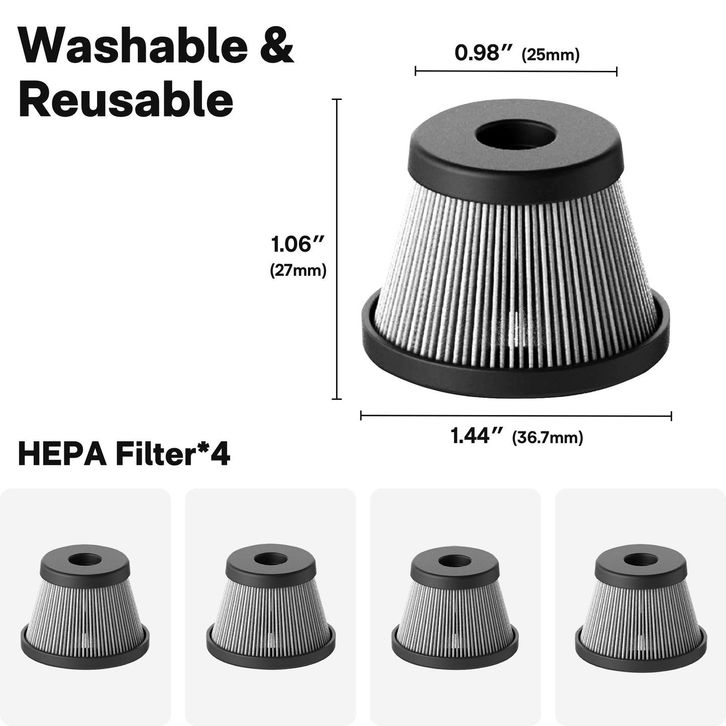 Replacement Filters for HOTO Air Duster & Vacuum