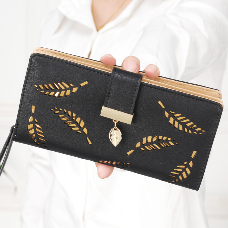2021 new fashion ladies dress eighty percent off pierced Hand Bag Wallet Purse leaves students mobile phone bag bag
