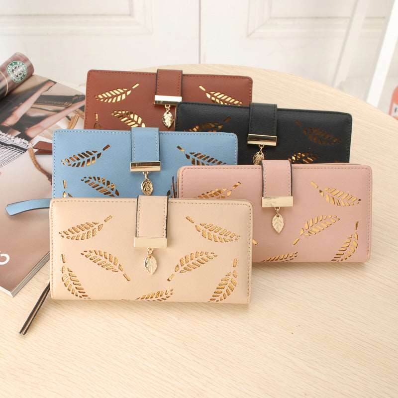 2021 new fashion ladies dress eighty percent off pierced Hand Bag Wallet Purse leaves students mobile phone bag bag