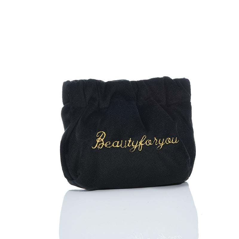Alphabet-embroidered Velvet Shrapnel Coin Purse
