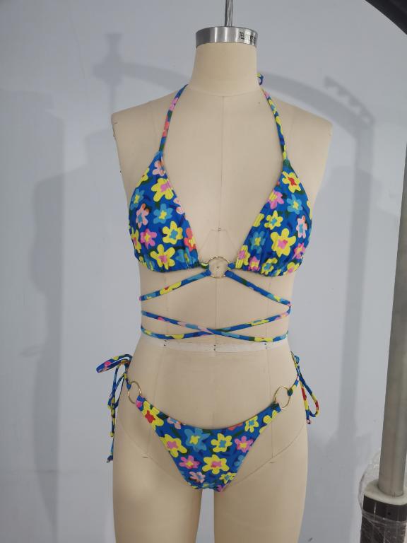floral print swimsuit Triangle micro bikini set String high cut swimwear women Swimming suit Sexy bathing suit