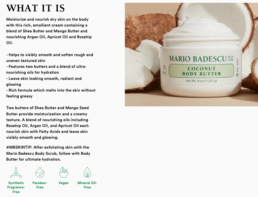 MARIO BADESCU Coconut Body Butter Vegan 4oz