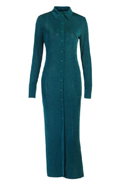Lapel Single-breasted Slit Dress