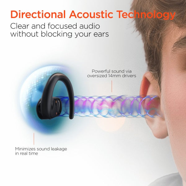 Powerful AeroFlex 360 Earbuds for clear and focused audio without blocking ears