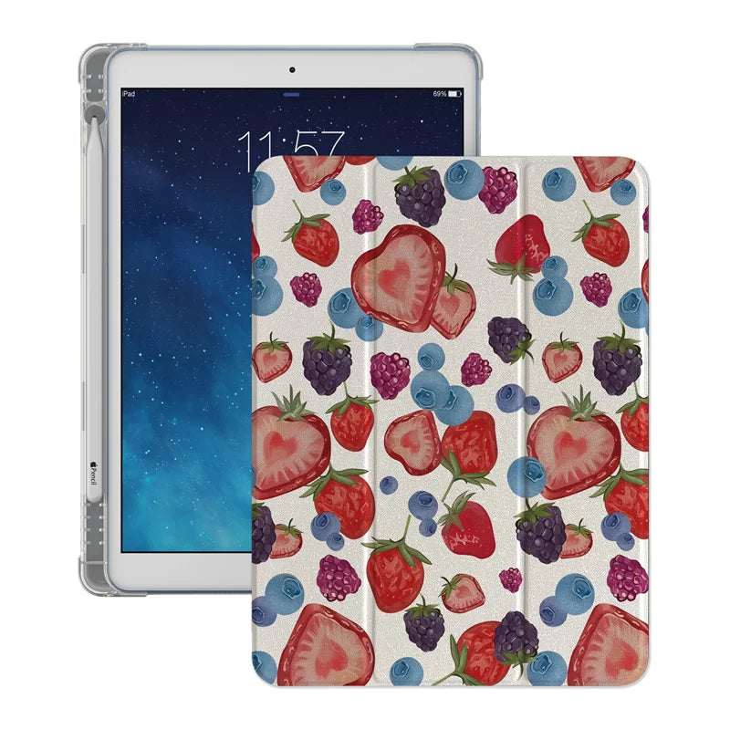 Cute Strawberry Tablet Case for Apple iPad Air 2024 Pro 11 inch Air 5/4 10.9 10th 7/8/9 10.2 Air 3 10.5 inch mini 6 5 4 Cover