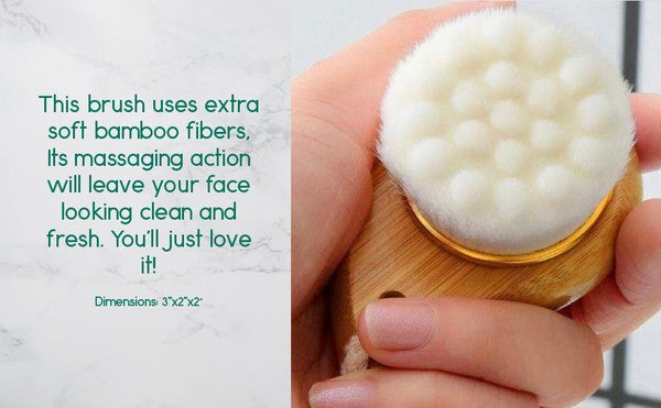 Eco-friendly facial brush with bamboo handle and soft bristles for gentle exfoliation and cleansing