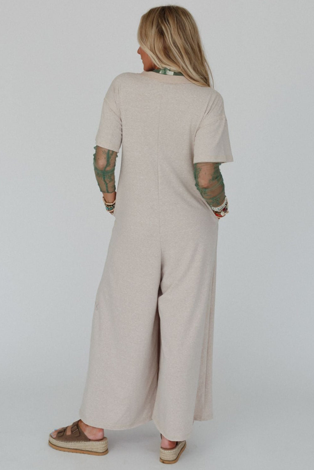 Beige Wide Leg Jumpsuit