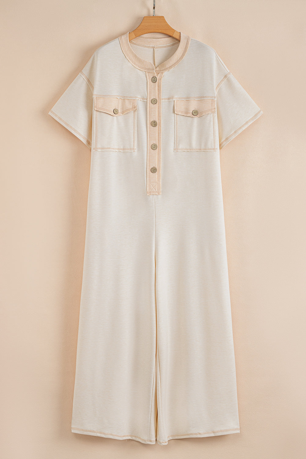 Beige Wide Leg Jumpsuit