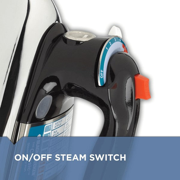 The Black+Decker Classic Auto Shutoff Iron is a lightweight, dependable steam iron with automatic shutoff for safety, offering steady heat, smooth gliding, and practical features for efficient wrinkle removal.