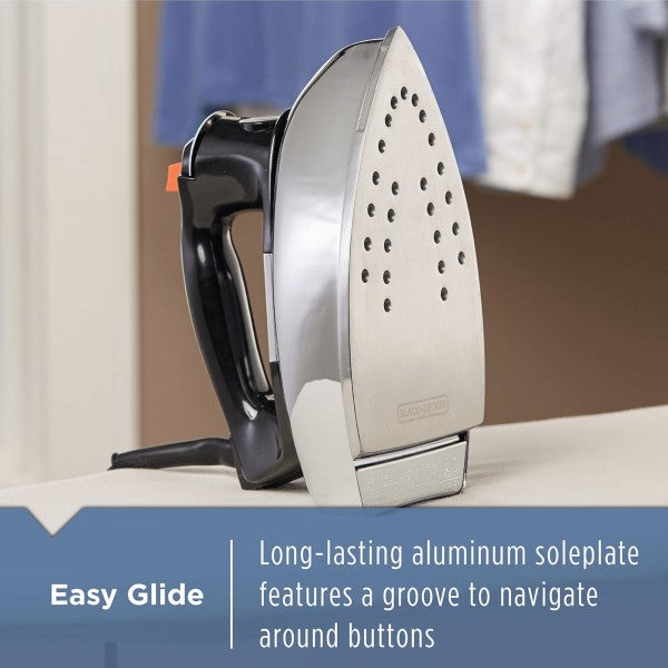 The Black+Decker Classic Auto Shutoff Iron is a lightweight, dependable steam iron with automatic shutoff for safety, offering steady heat, smooth gliding, and practical features for efficient wrinkle removal.