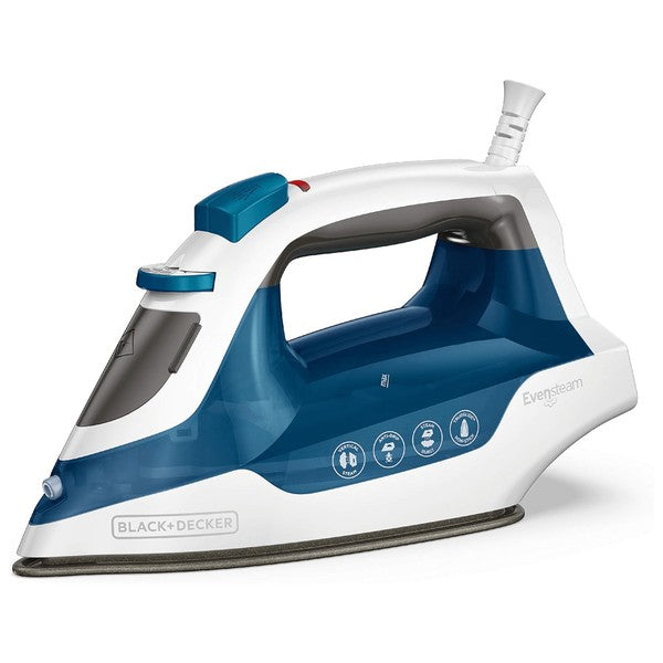 The Black+Decker Easy Steam Nonstick Compact Iron is a lightweight, space-saving iron with a nonstick soleplate and adjustable steam settings designed for quick, wrinkle-free results.