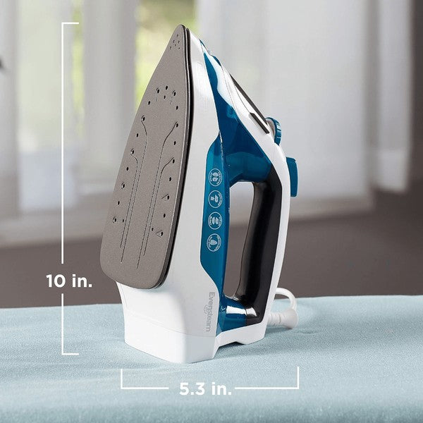 The Black+Decker Easy Steam Nonstick Compact Iron is a lightweight, space-saving iron with a nonstick soleplate and adjustable steam settings designed for quick, wrinkle-free results.