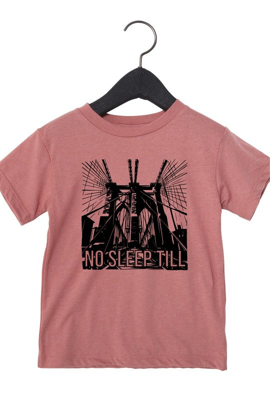 Pink t-shirt with black graphic design on a hanger against a white background