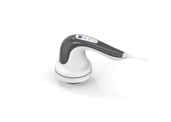 Handheld cellulite body sculpting massager with multiple interchangeable heads for targeted massage.