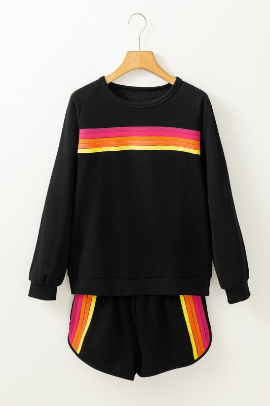 Colorblock Pullover & Shorts Set