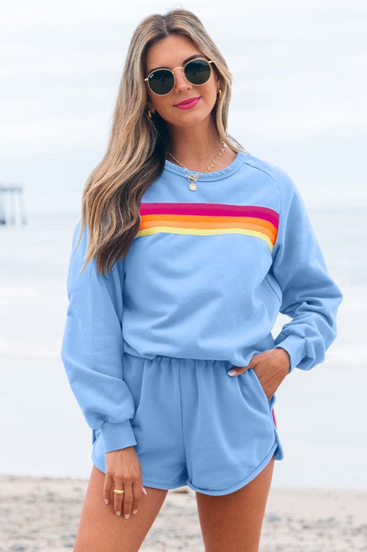 Colorblock Pullover & Shorts Set