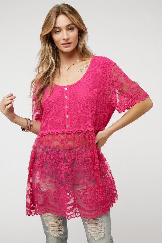 Soft cotton blend crochet keeps it comfy, breathable, and flattering.