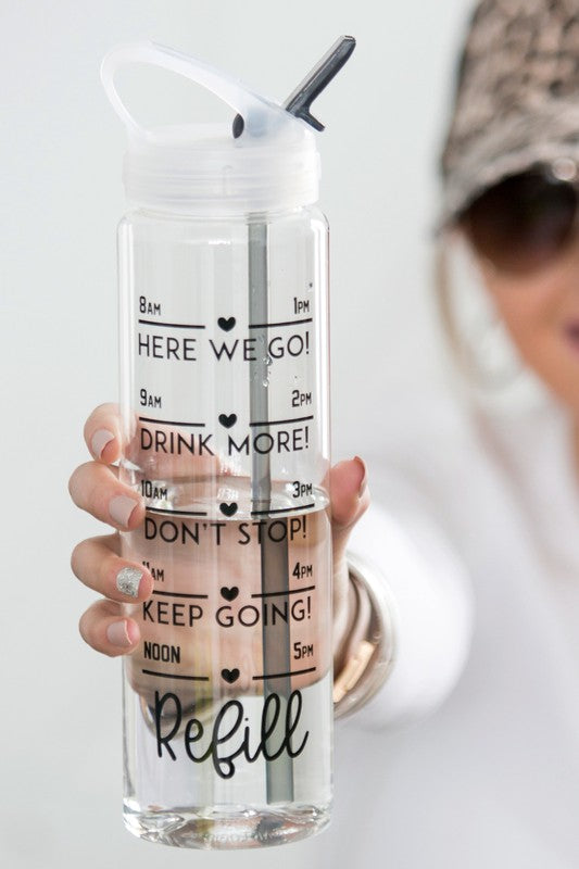 Stay on top of your hydration goals with the Daily Tracker Straw Water Bottle—crafted in the USA for quality you can trust. With time-marked reminders and a built-in straw, this bottle keeps you sipping steadily from morning to night. Whether you're at the gym, office, or on the go, it’s your daily companion for wellness and performance.