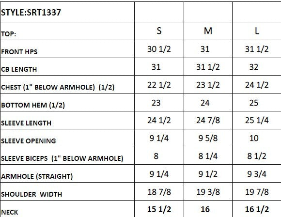SIZE CHART
