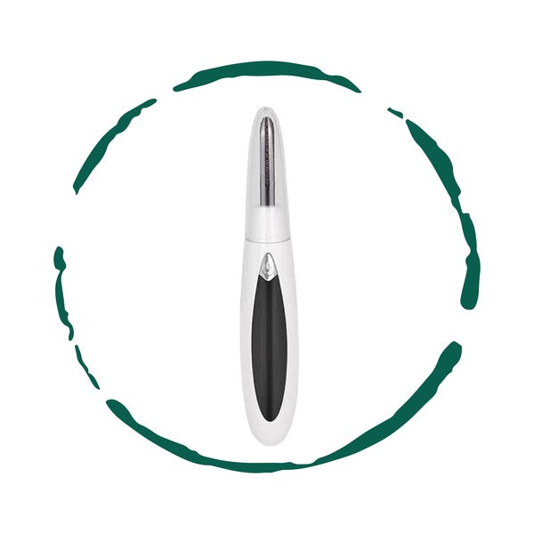 Electric eyelash curler with ergonomic design and USB charging port, ideal for achieving natural-looking curls.