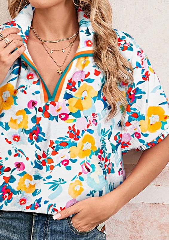 Delicate floral print creates a soft, feminine look.