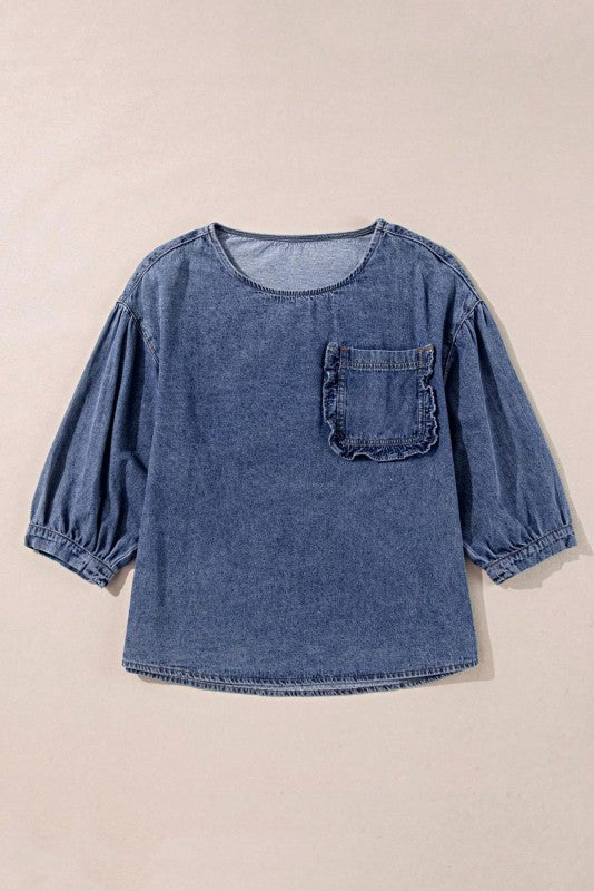 Denim-inspired design adds a trendy, casual vibe.