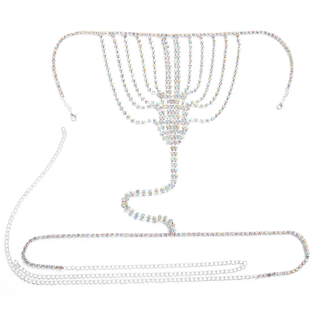 Sexy Chain Body Jewellery Simple Waist Round Cute Valentines Day Rhinestone Underwear Belly Chain Crystal Thong For Women