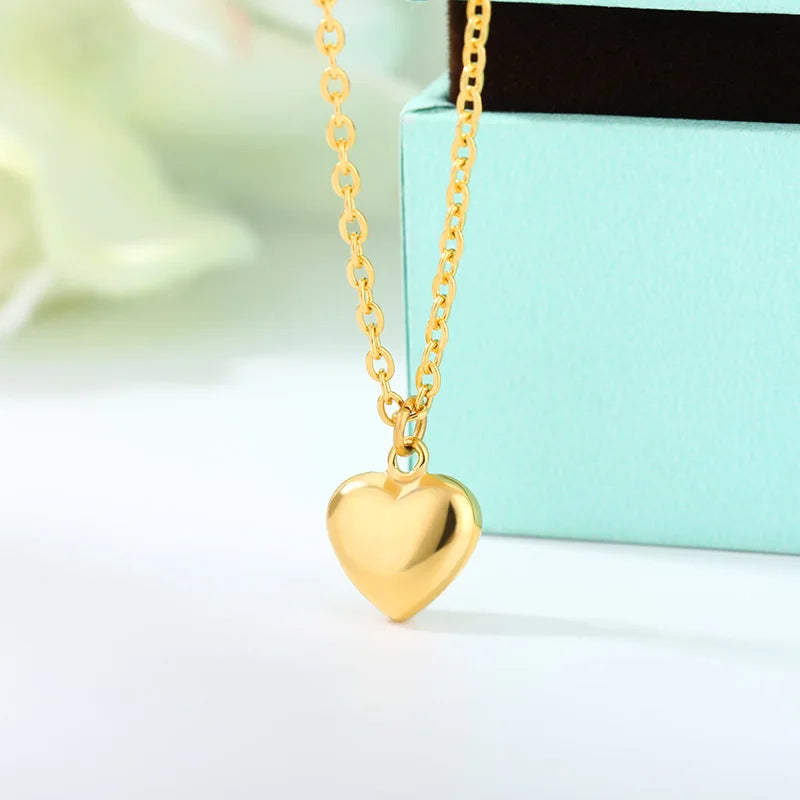 Punk Cuban Chain Heart Necklace For Women Hip Pop Stainless Steel Choker Fashion Wedding Party Jewelry Gift